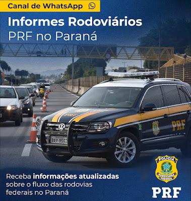 PRF Paraná lança canal no whatsapp para informes de trânsito