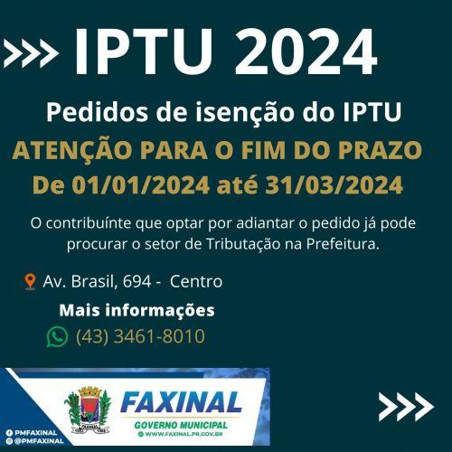 Prefeitura de Faxinal abre prazo para solicitação de isenção do IPTU