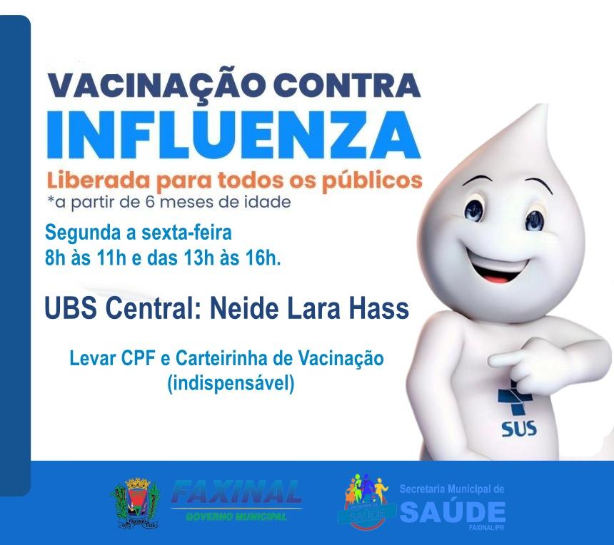 Faxinal disponibiliza vacina contra influenza para a população