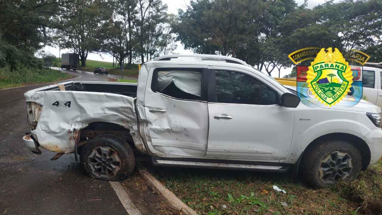 Colisão em Cruzmaltina deixa um ferido e interdita trevo na PRC-272