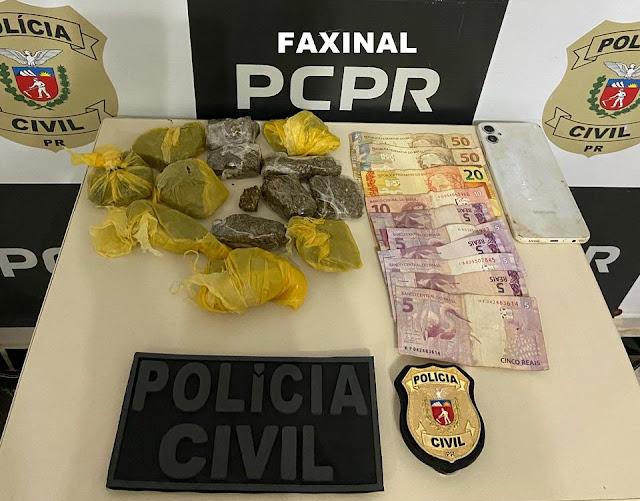 Abordagem da Polícia Civil prende dois em Faxinal acusado de tráfico de drogas