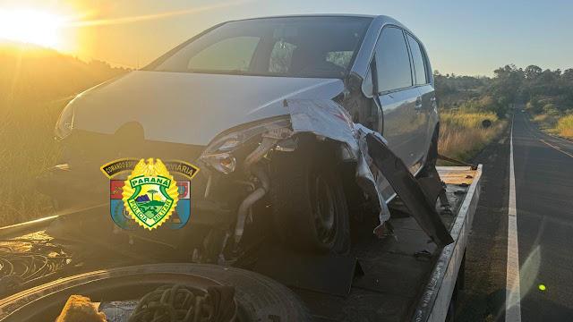 Colisão entre dois carros deixa três feridos na Rodovia do Milho em Apucarana