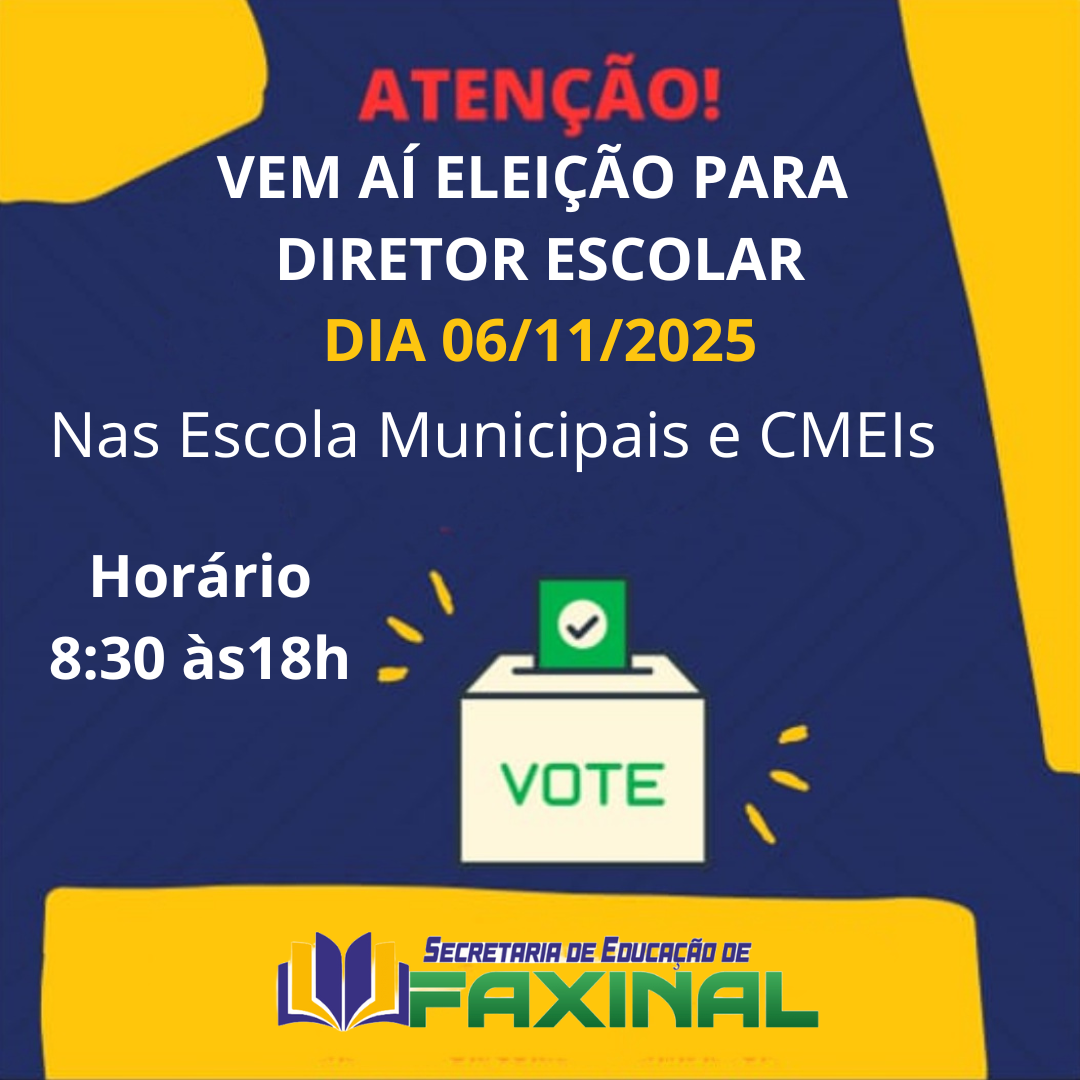 Eleições para diretores escolares serão no dia 6 de novembro