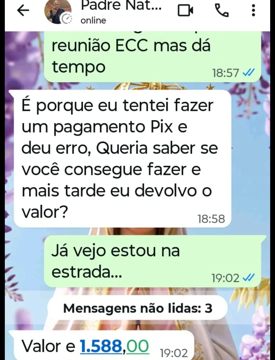 Padre tem whatsApp clonado por golpistas em Lunardelli