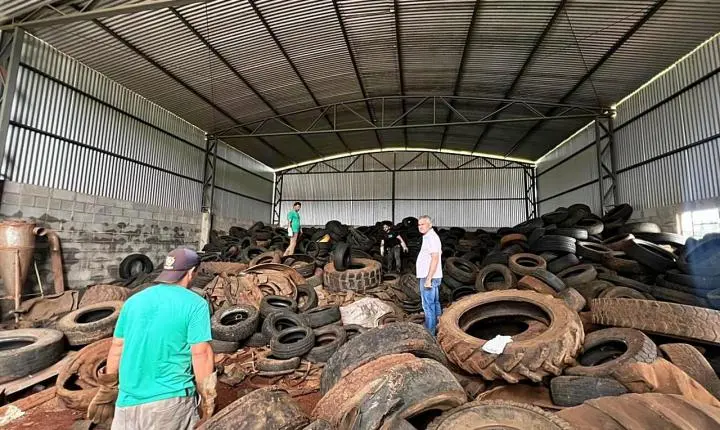 Faxinal destina 12 toneladas de pneus inservíveis para reciclagem e reforça combate à dengue